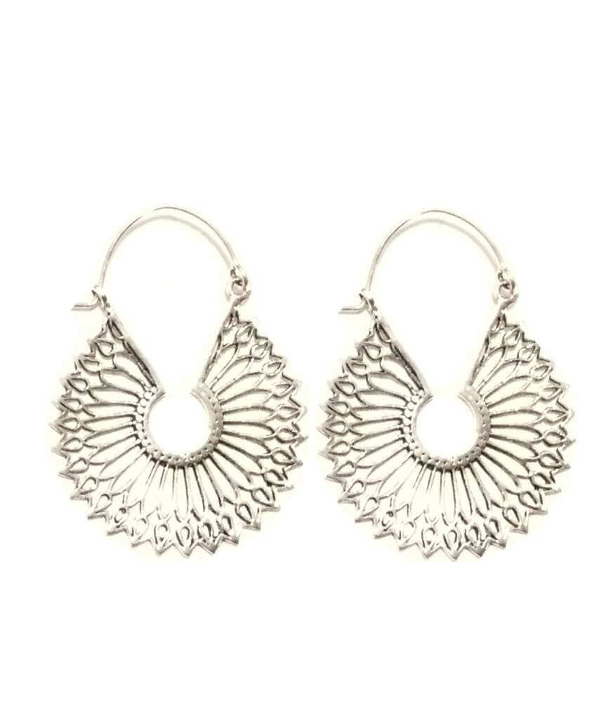 Silver Floral Circular Earrings