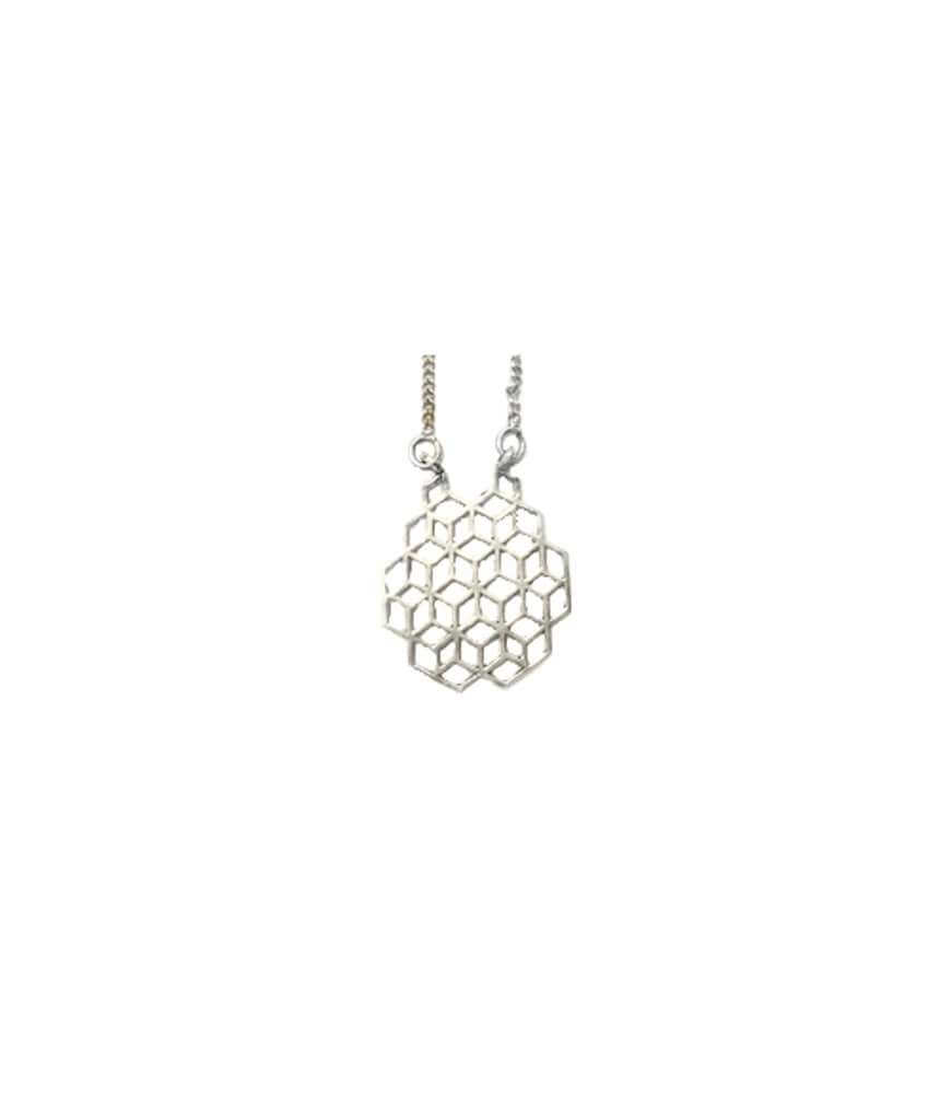 Silver Honeycomb Pendant Necklace
