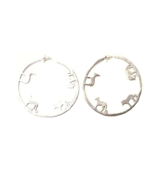 Silver Large Animal Hoop Earrings