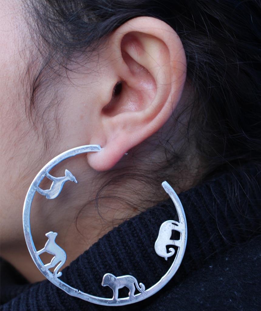 Silver Large Animal Hoop Earrings