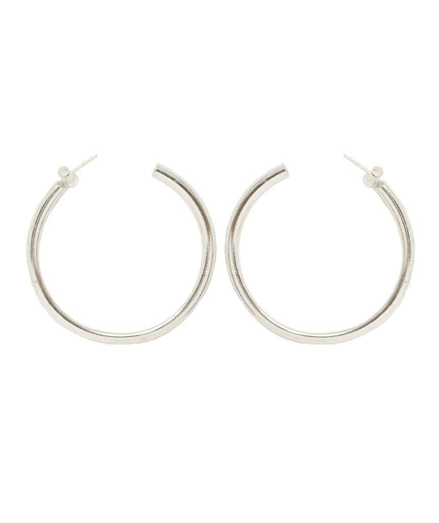 Silver Large Basic Semi-Open Hoop Earrings