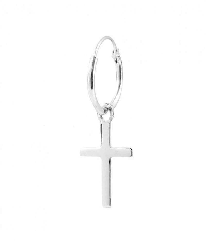 Sterling Silver Cross Hoop