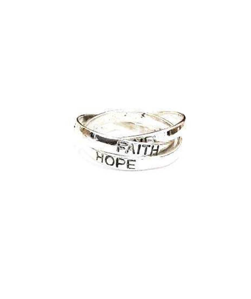 Silver Love, Faith, Hope Ring