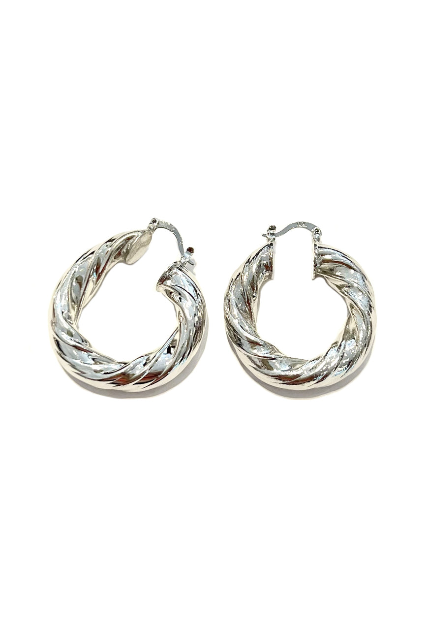 Silver Medium Stainless Steel Swirly Hoops