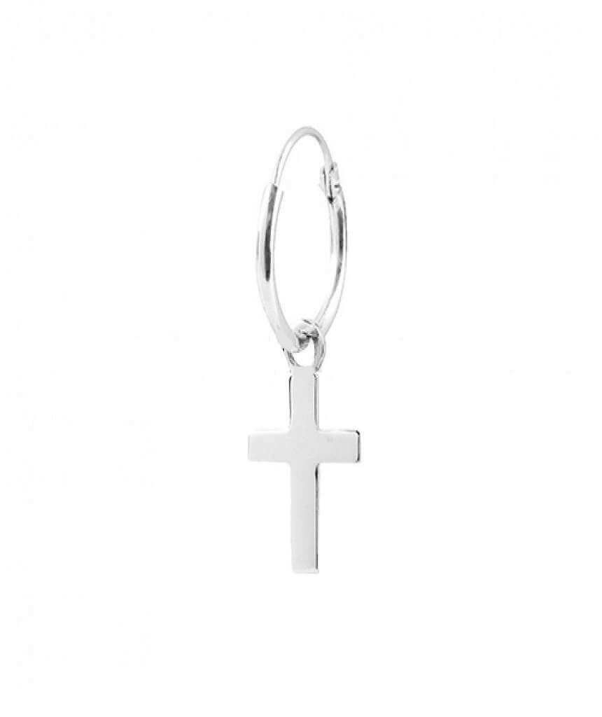 Sterling Silver Cross Hoop