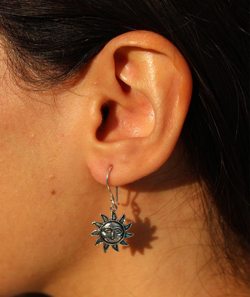 Silver Mini Sun Earrings