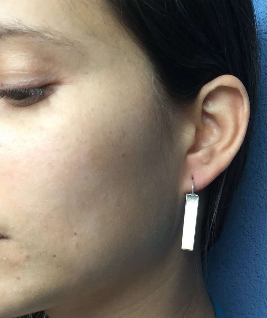 Silver Rectangular Drop Earrings