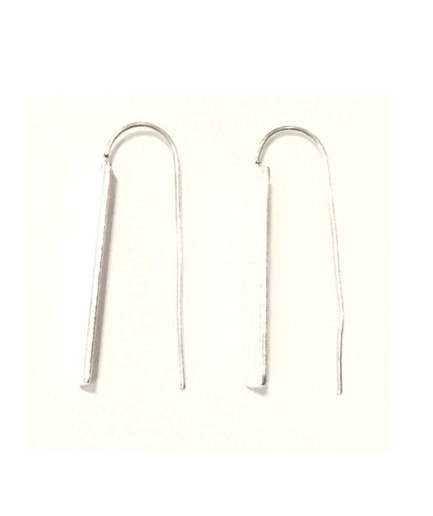 Silver Rectangular Drop Earrings