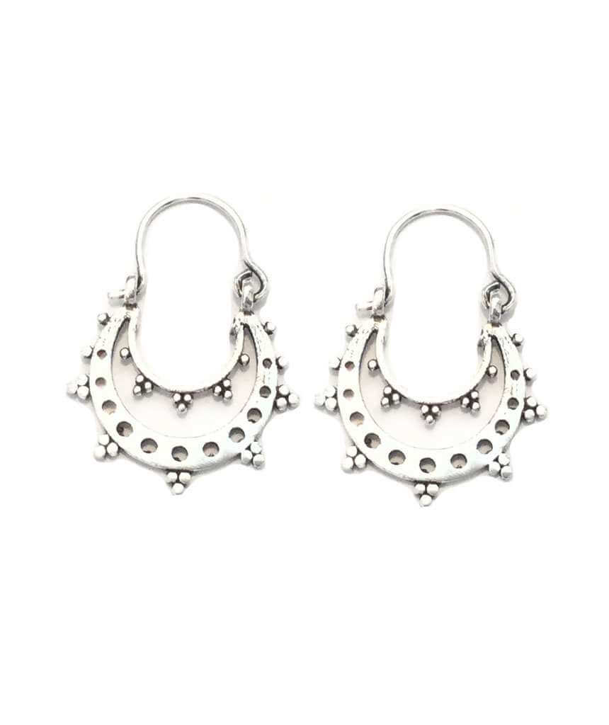 Silver Round Boho Earrings