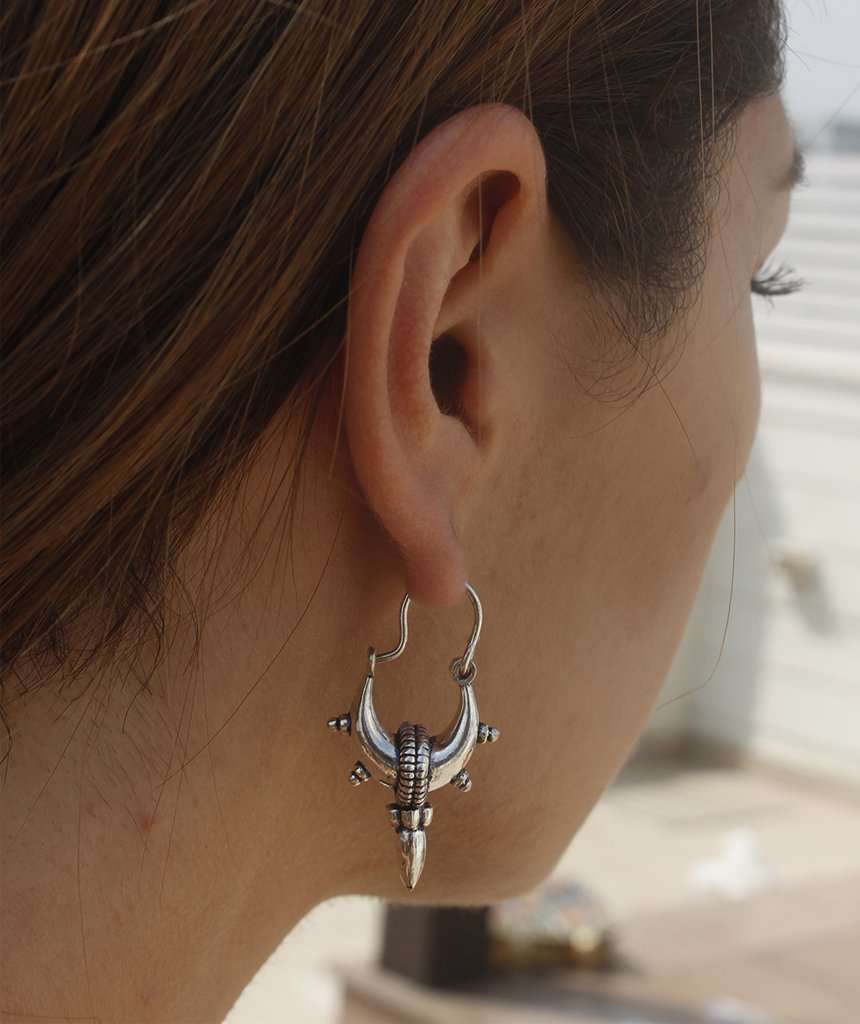 Silver Small Mandala Hoop Earrings
