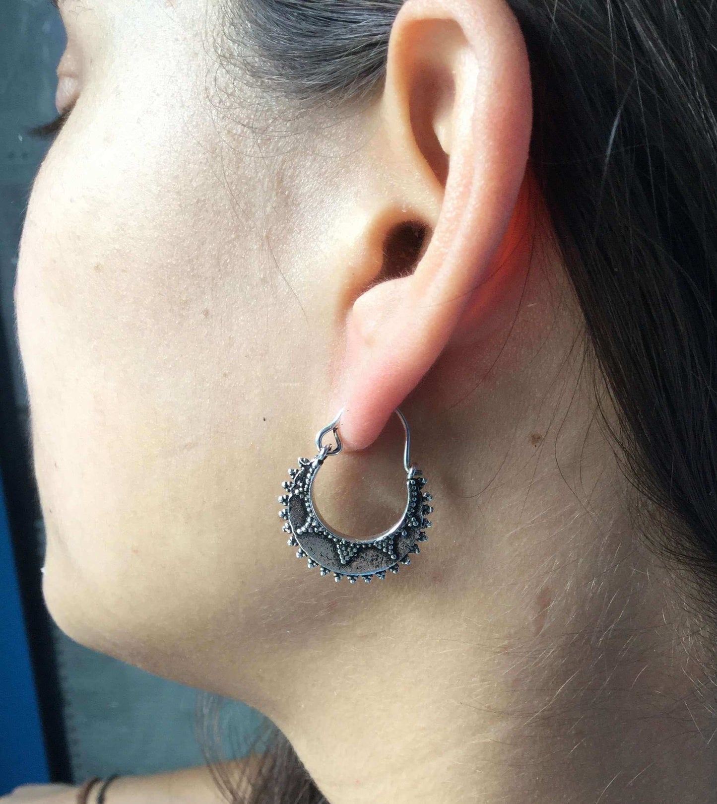 Silver Small Semi Circular Sun Earrings