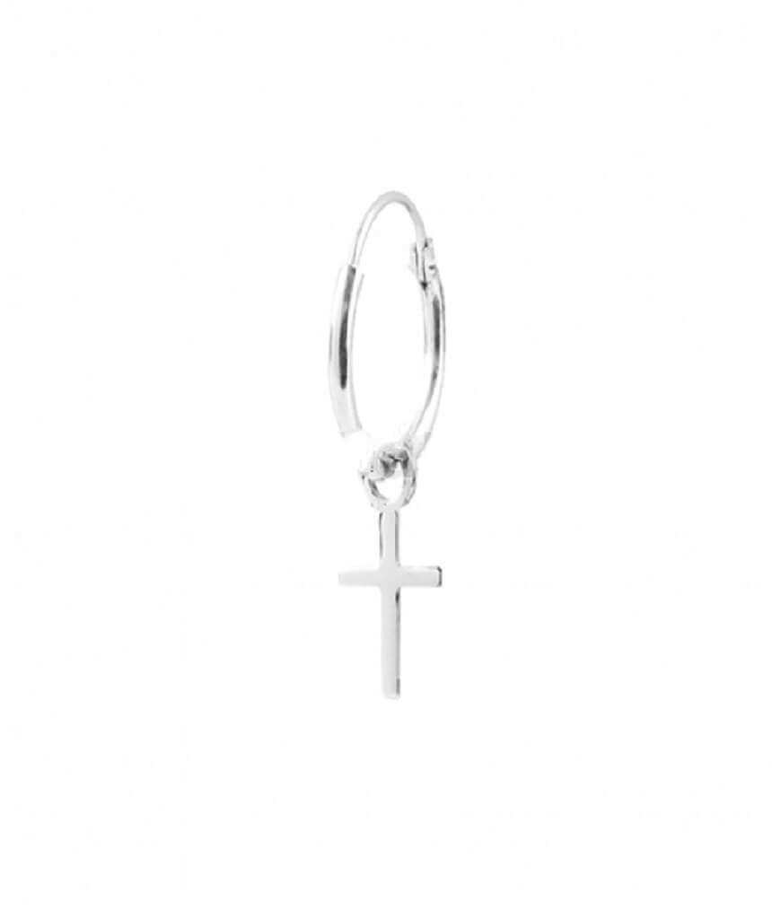 Sterling Silver Cross Hoop