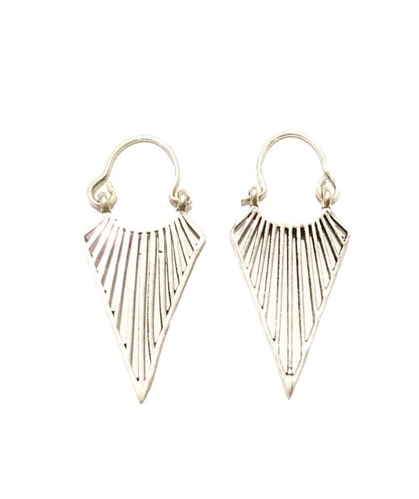 Silver Small Triangular Statement Earrings