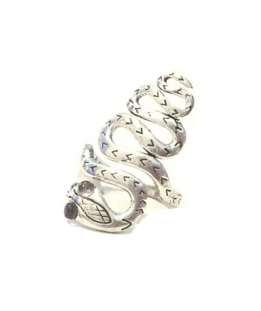 Silver & Grey Snake Eyes Ring