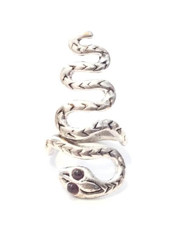 Silver Snake Eyes Ring