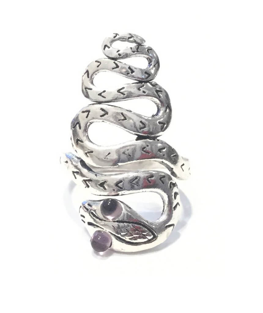 Silver & Purple Snake Eyes Ring