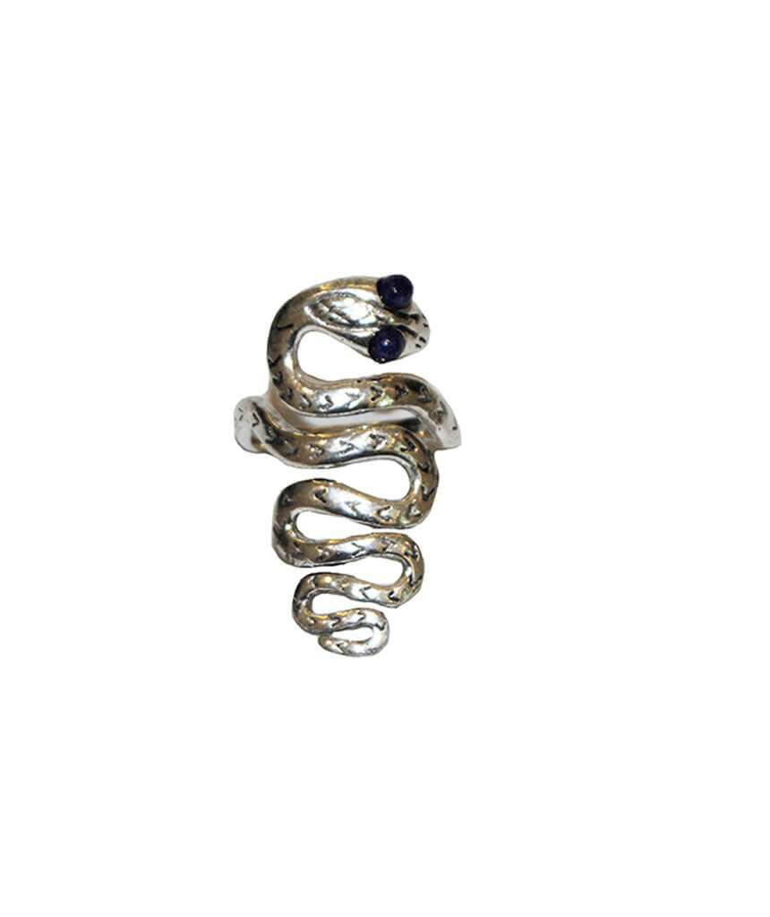 Silver Snake Eyes Ring