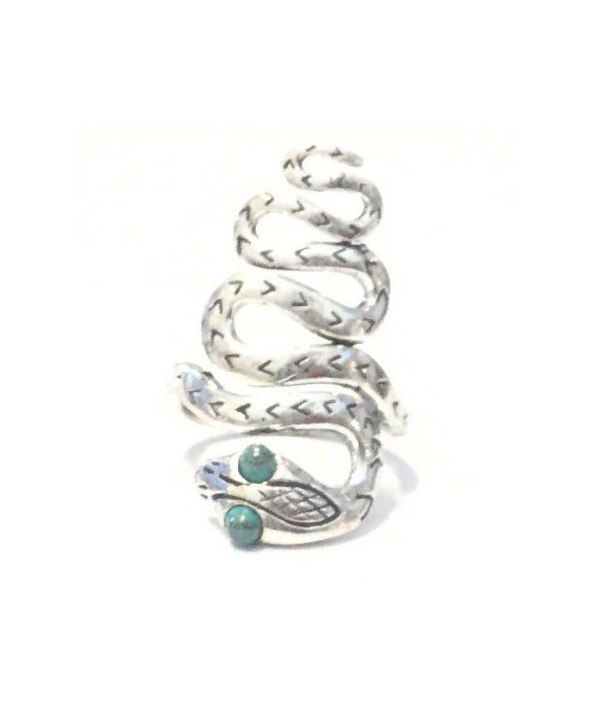 Silver & Turquoise Snake Eyes Ring