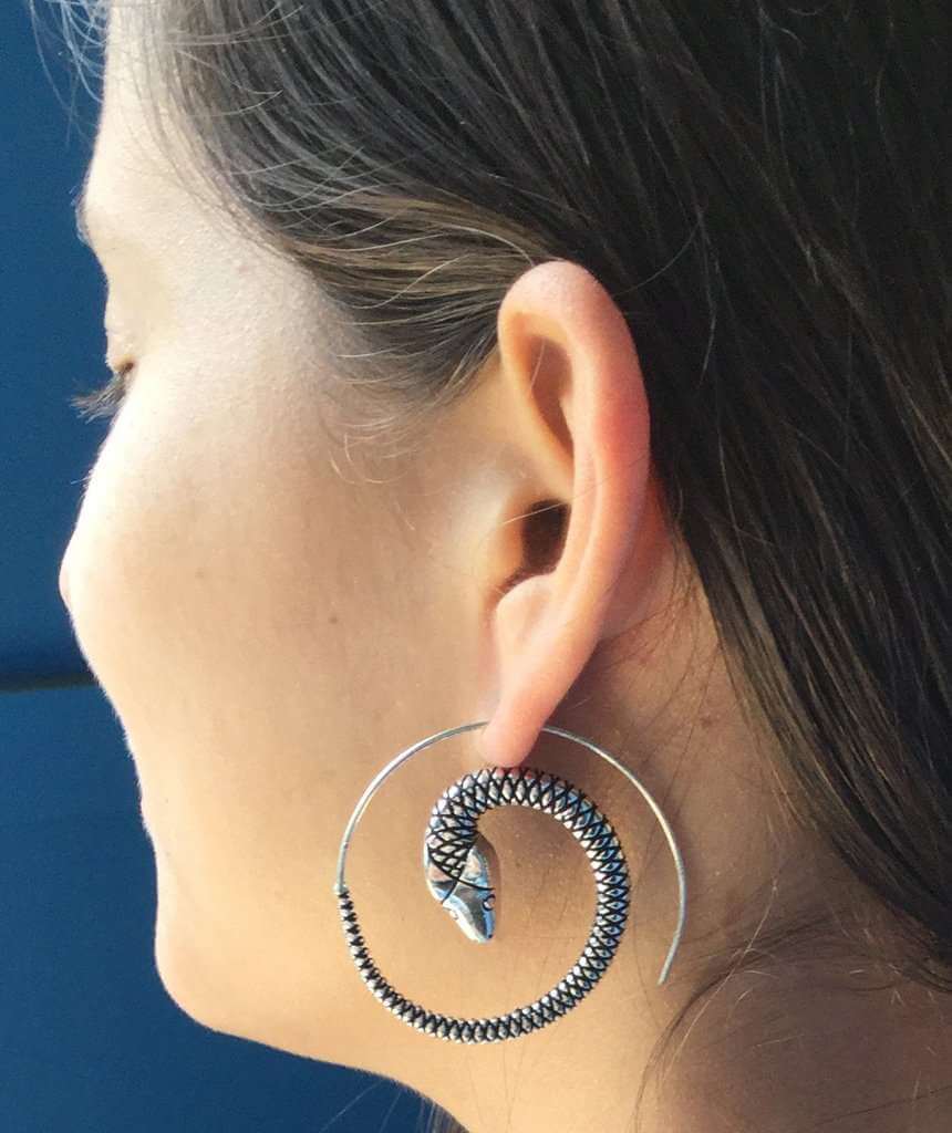 Silver Snake Swirl Earrings