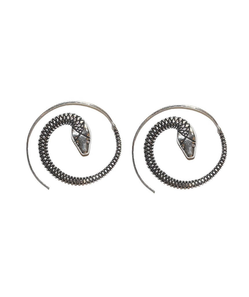 Silver Snake Swirl Earrings