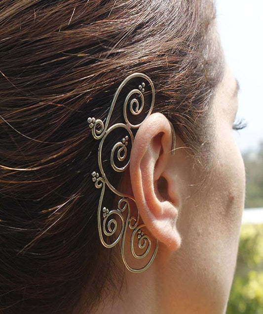 Silver Spiral Geometric Boho Earcuff