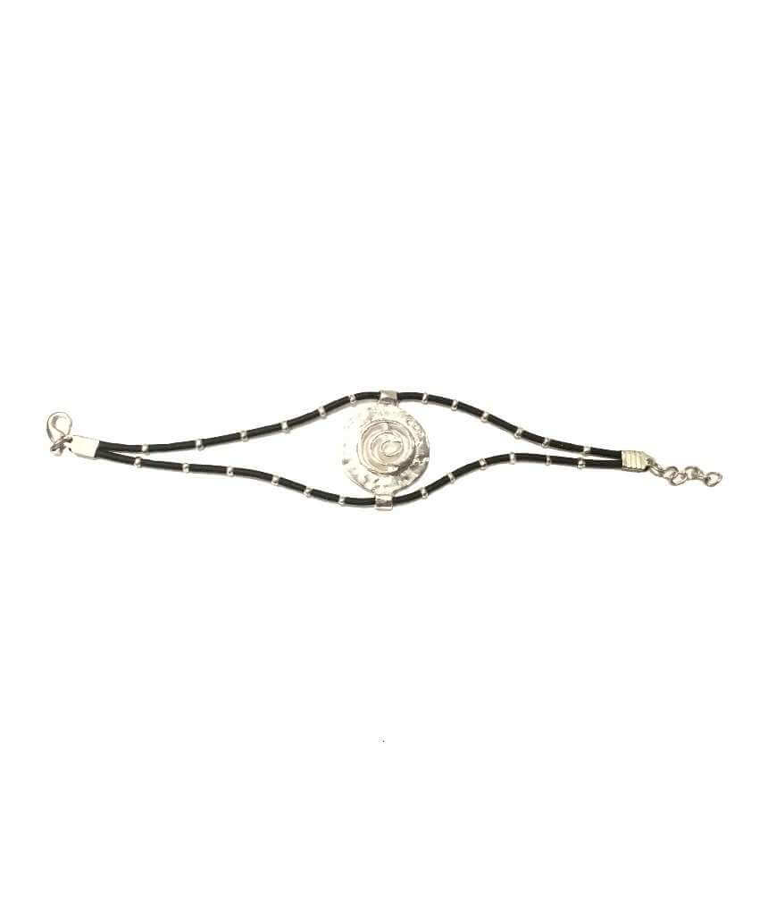Silver Spiral Leather Bracelet