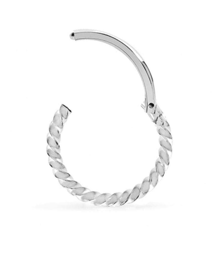 Silver Surgical Steel Braided Hinged Septum Ring