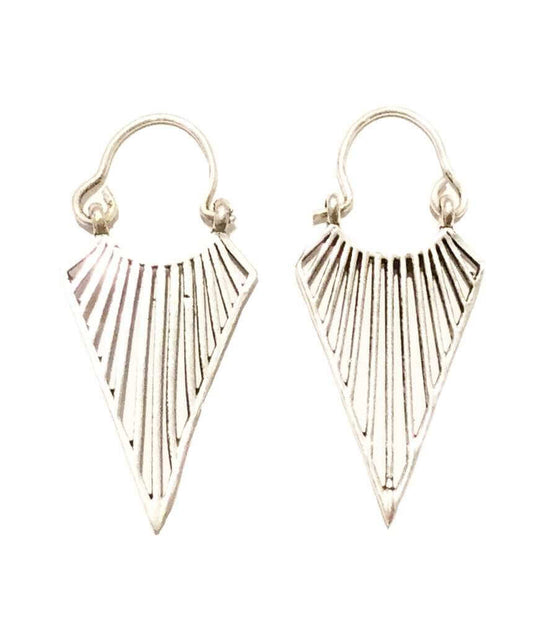 Silver Triangular Statement Earrings