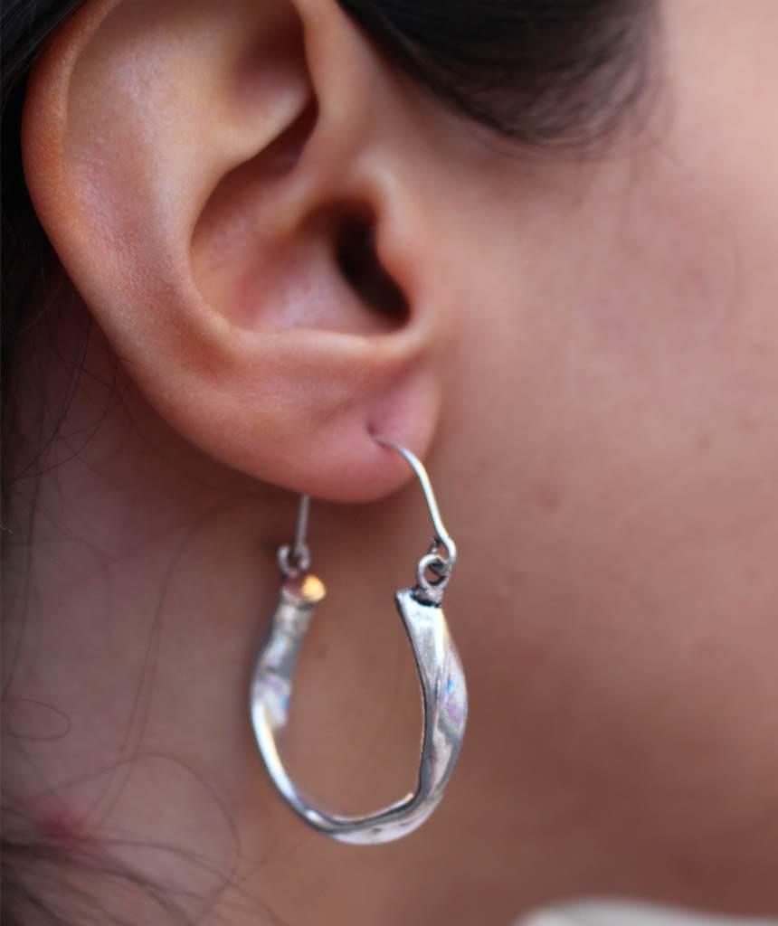 Silver Twist Hoop Earrings