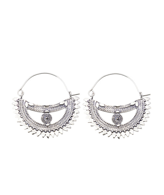 Silver Boat Statement Earrings
