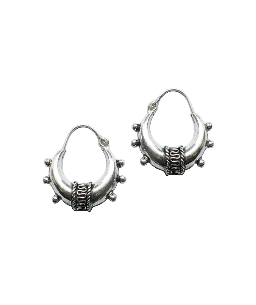 Silver Chunky Town Hoop Earrings