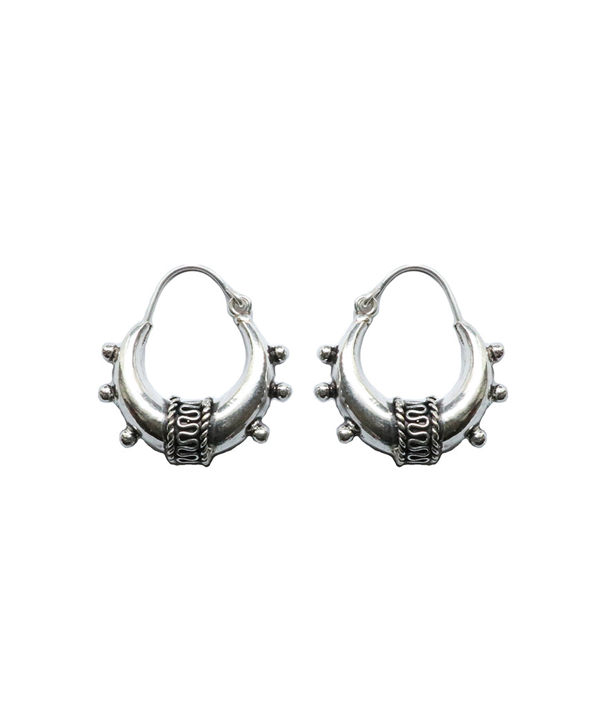 Silver Chunky Town Hoop Earrings