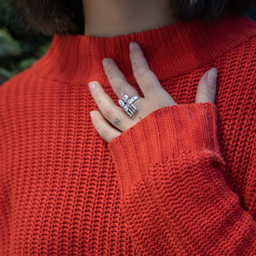 Silver Double Aztec Ring