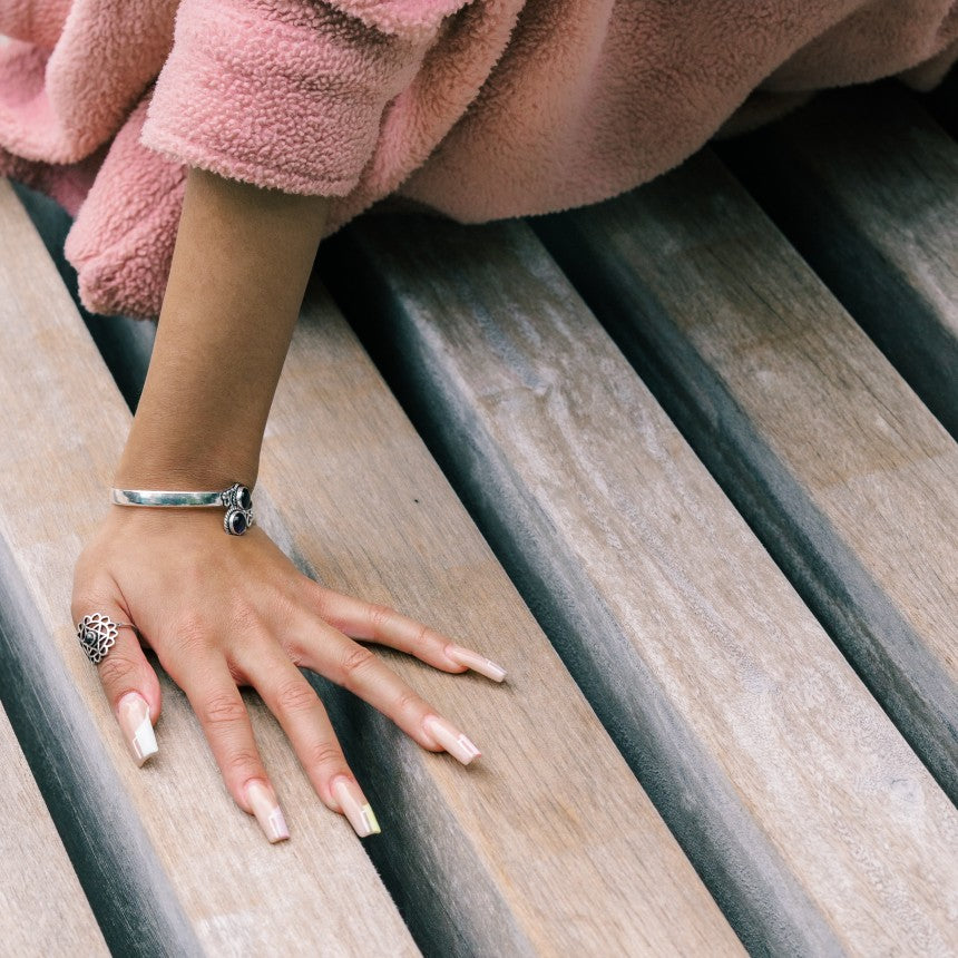 Geometric Flower Ring with Stone