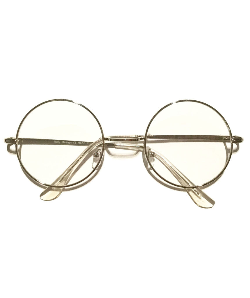 Silver Round Clear Lens Sunglasses