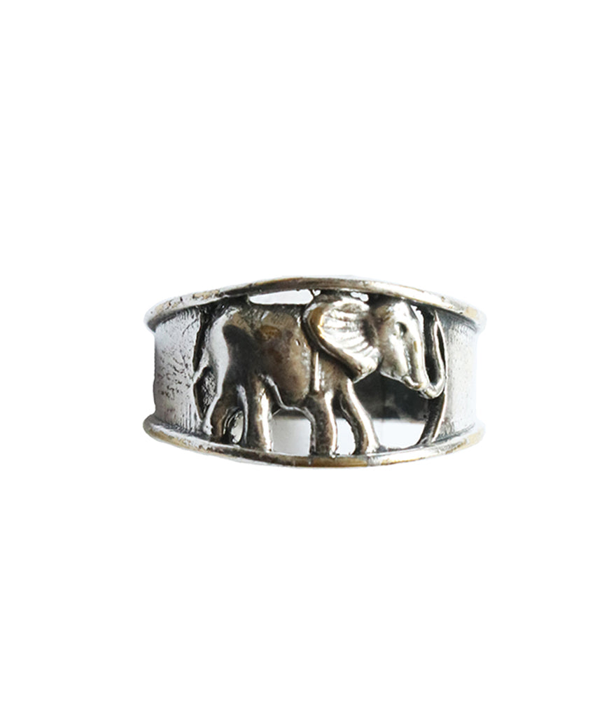 Silver Walking Elephant Ring