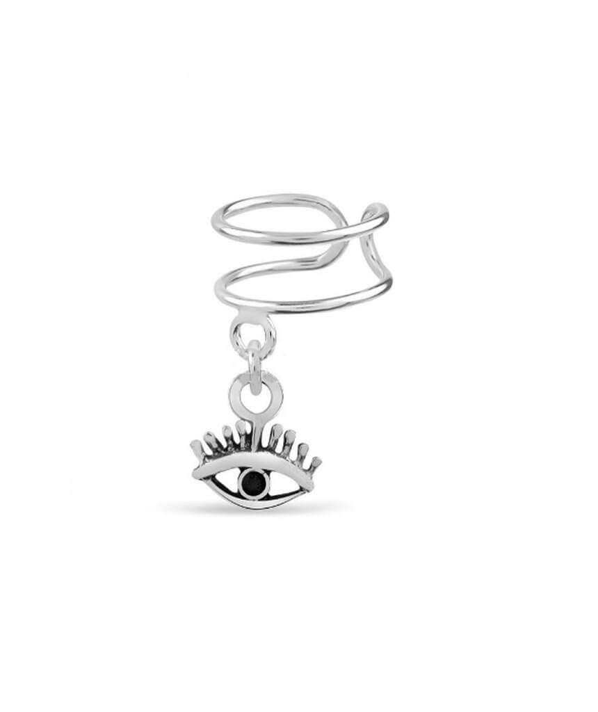 Sterling Silver Eye Earcuff with Hanging Jewels