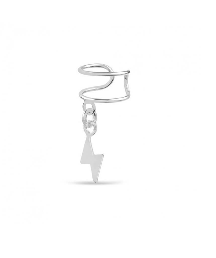 Sterling Silver Lightning Earcuff with Hanging Jewels