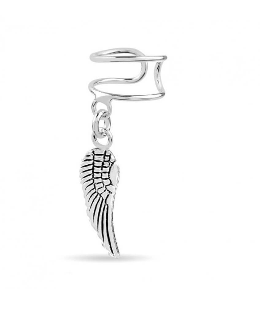 Sterling Silver Wings Earcuff with Hanging Jewels