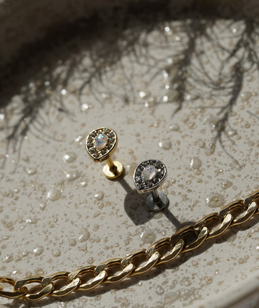 Surgical Steel Tragus Ethnic Design with Gems