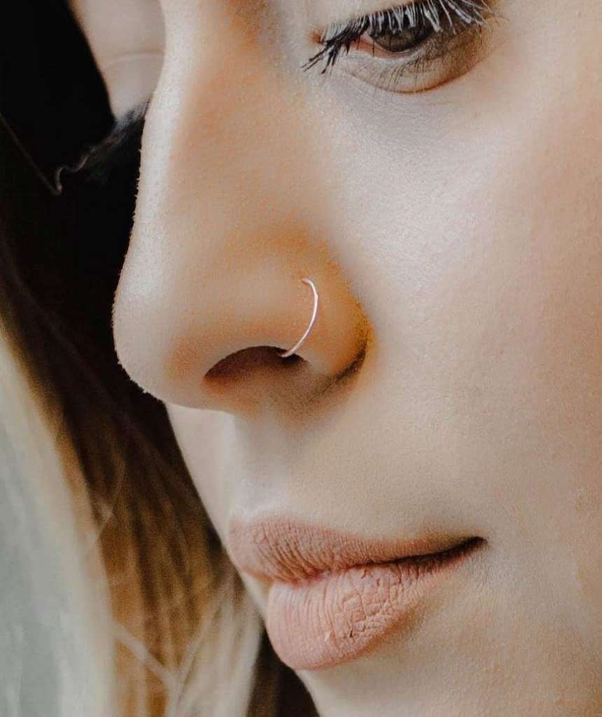 Buy 14K Rose Gold Fill Hammered Nose Hoop, 20 Gauge Pink Gold Nose Ring  Online in India - Etsy