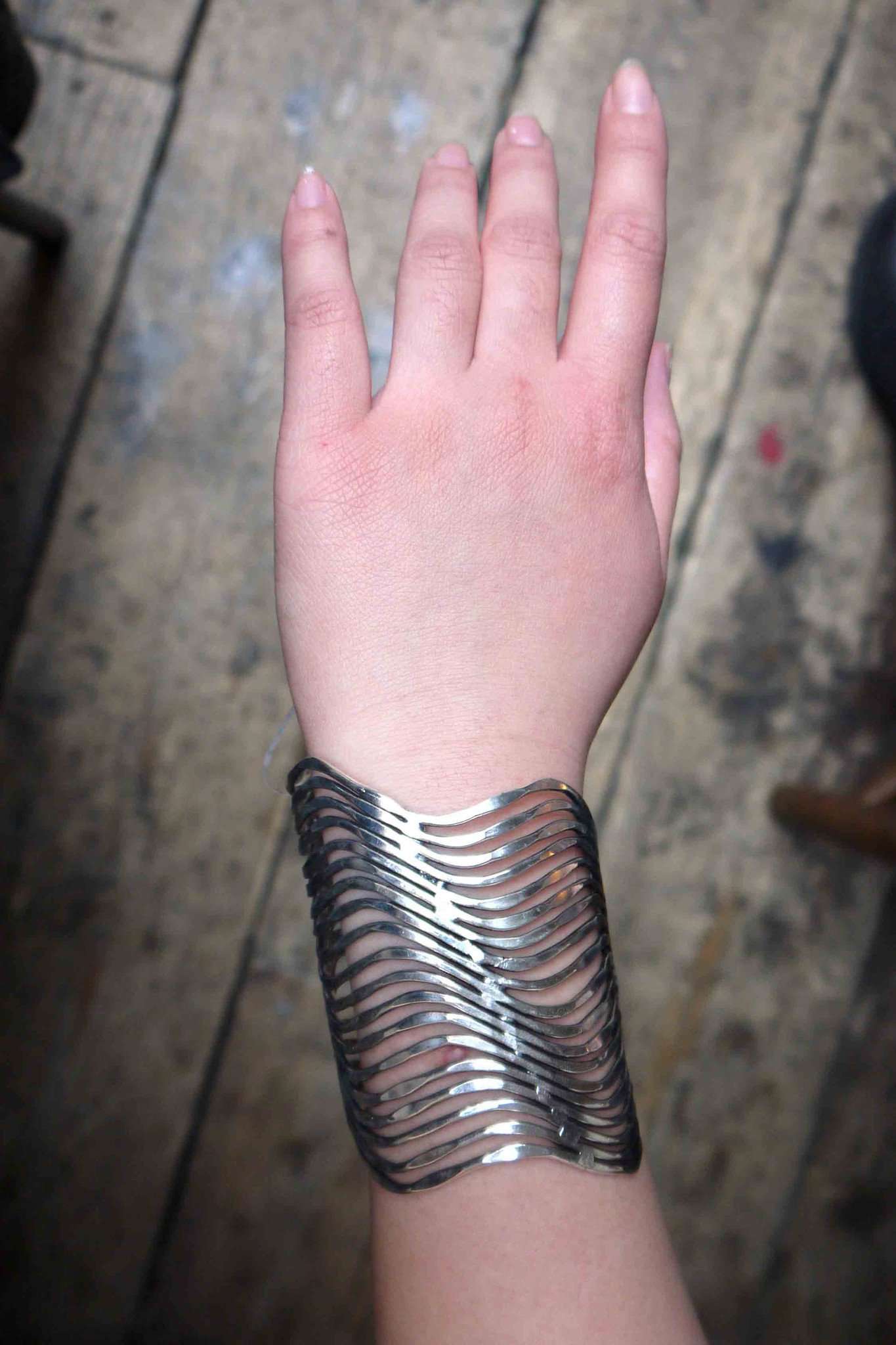 Wave Lines Statement Cuff Bracelet