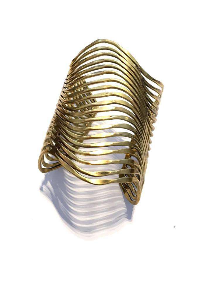 Wave Lines Statement Cuff Bracelet