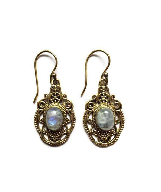White Divine Stone Earrings