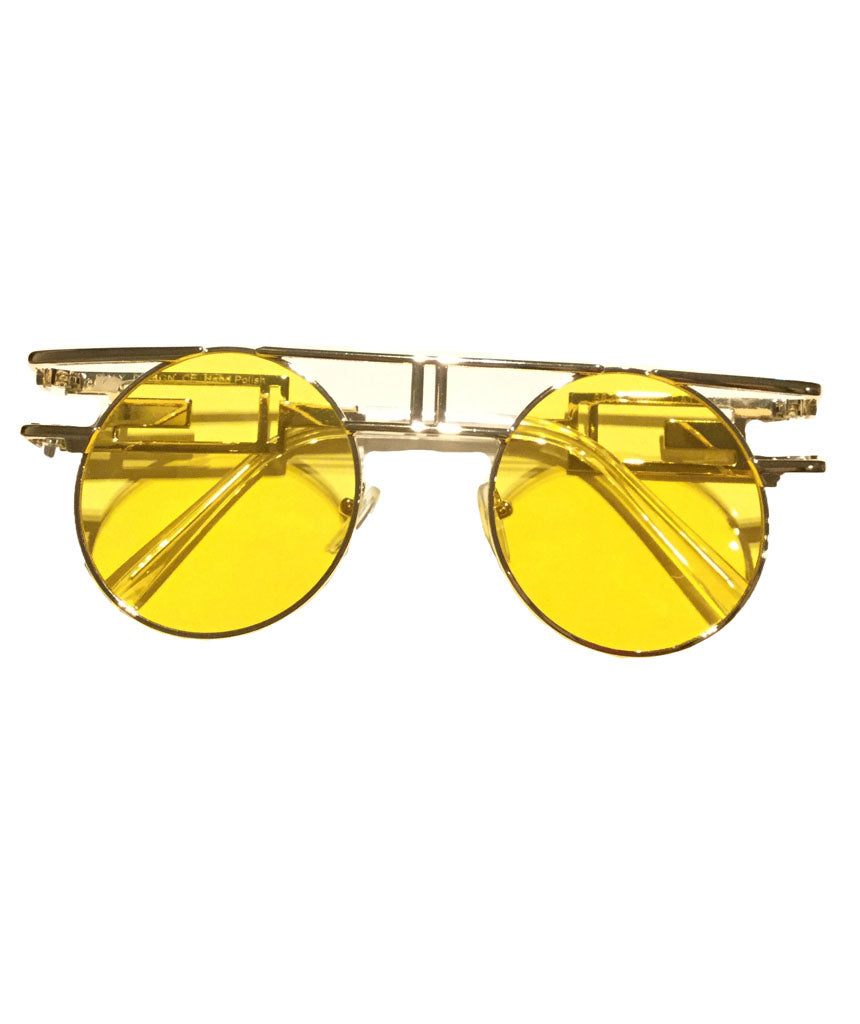 Yellow Round Retro Frame Sunglasses
