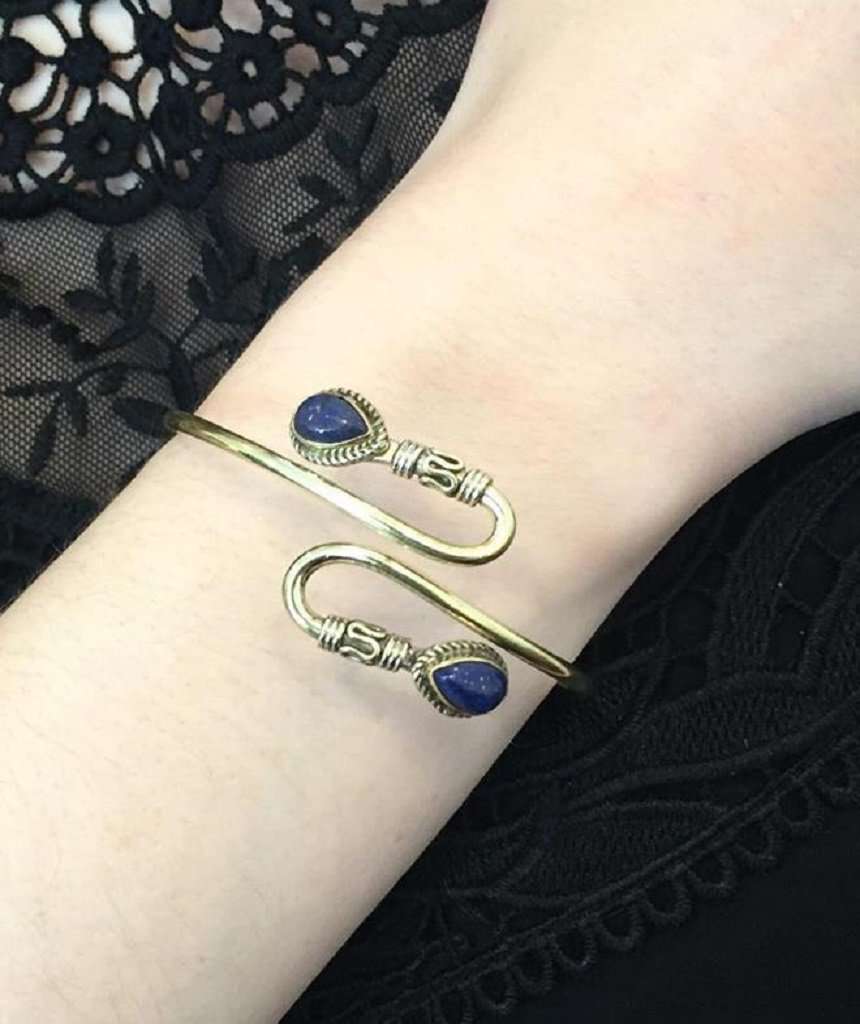 Double S-Stone Bangle Bracelet