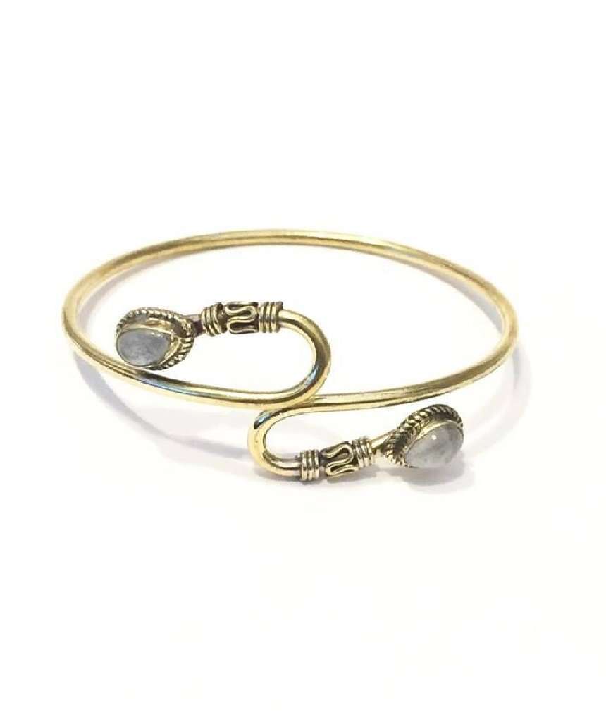 Double S-Stone Bangle Bracelet