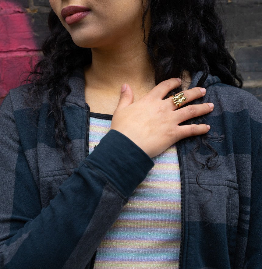 Gold Double Aztec Ring