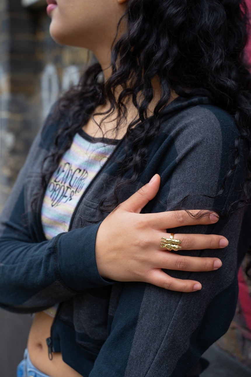 Gold Double Aztec Ring