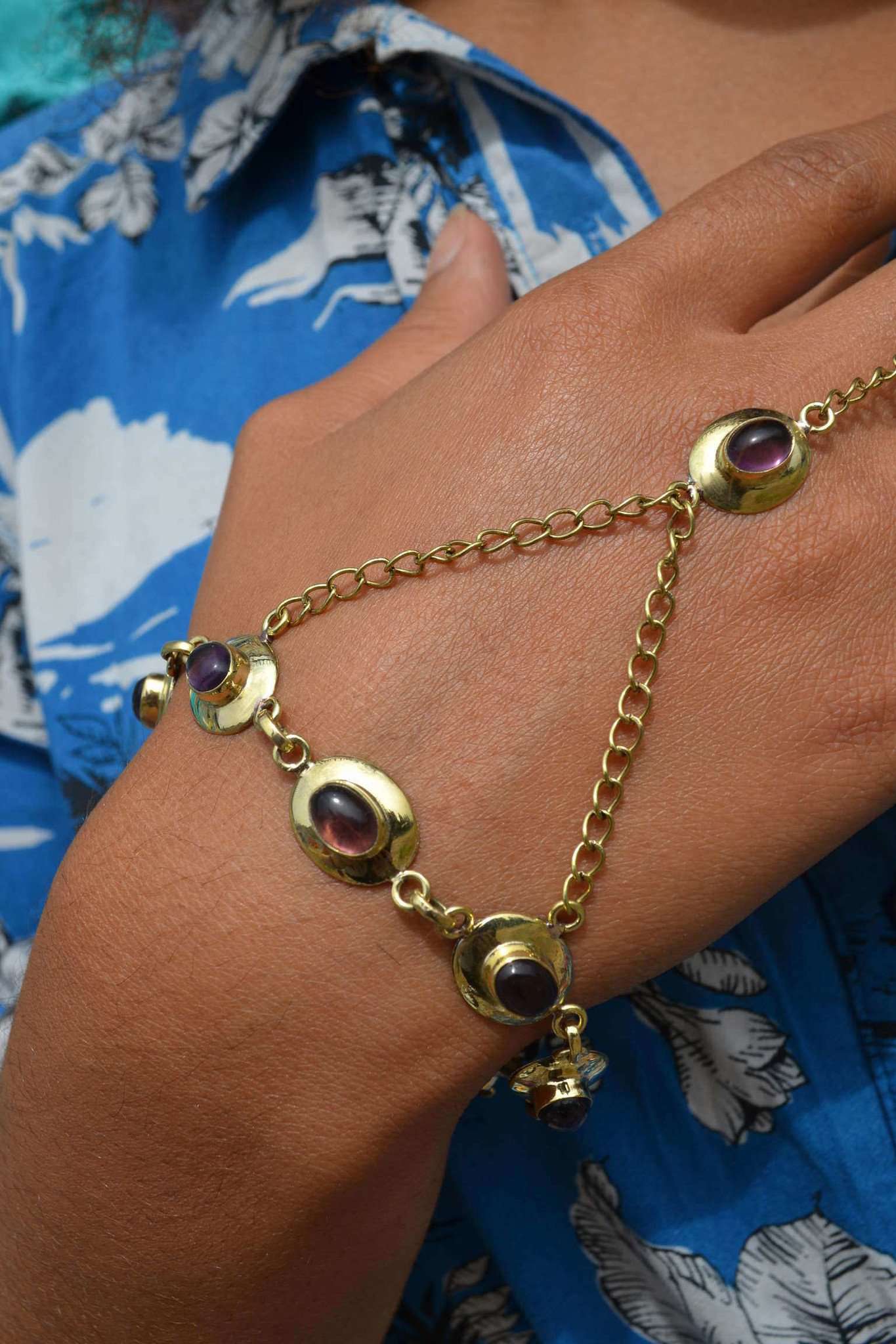 Purple Gold Stone Hand Harness